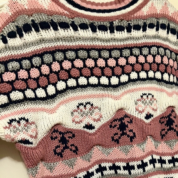 80s-90s Vintage 🌸 One Step Up Mixed Knit Mockneck Sweater - Picture 2 of 3